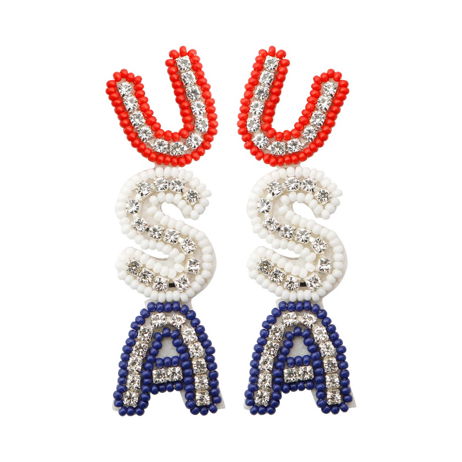 Wholesale Alphabet DIY Rice Beads Retro Style Independence Day Earrings